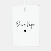 Minimal Script Heart Drive Safe Car Ornament (Voorkant links)