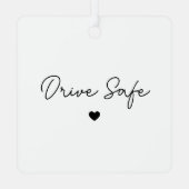 Minimal Script Heart Drive Safe Car Ornament (Achterkant)
