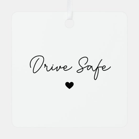 Minimal Script Heart Drive Safe Car Ornament (Voorkant)