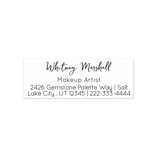 Minimal Script Makeup Studio Address Zelfinktende Stempel (Design)