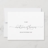 Minimal Script Matron of Honor Dank je Kaart (Voorkant)