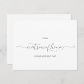 Minimal Script Matron of Honor Dank je Kaart (Voorkant / Achterkant)