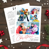 Minimal Script Merry Christmas 4 Photos Calendar Feestdagenkaart