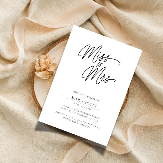 Minimal Script Miss to Mrs Vrijgezellenfeest Goedk Kaart