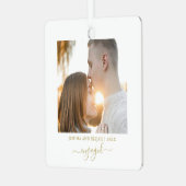 Minimal Script Modern Paar Foto Vakantie Metalen Ornament (Voorkant links)