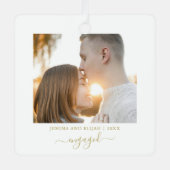 Minimal Script Modern Paar Foto Vakantie Metalen Ornament (Voorkant)