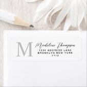 Minimal Script Modern Zwart Wit Monogram Adres Etiket (Insitu)