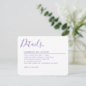 MINIMAL SCRIPT moderne details Bat Mitzvah paars Kaart (Staand voorkant)