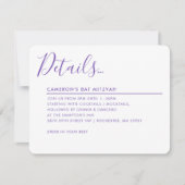MINIMAL SCRIPT moderne details Bat Mitzvah paars Kaart (Voorkant)