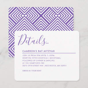 MINIMAL SCRIPT moderne details Bat Mitzvah paars Kaart