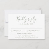 Minimal Script Olive Green Wedding RSVP Kaart (Voorkant)