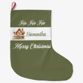 Minimal Script Personalized Christmas Stocking Grote Kerstsok (Voorkant)