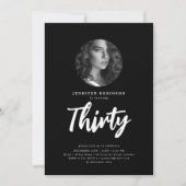 Minimal Script Photo 30th Birthday Zwart Kaart (Voorkant)