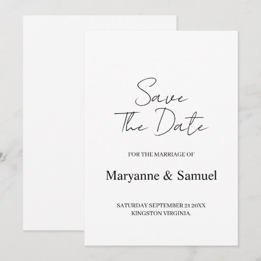 Minimal Script Photo Save the Date (Voorkant / Achterkant)