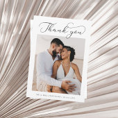 Minimal Script Photo Wedding Dank u kaart