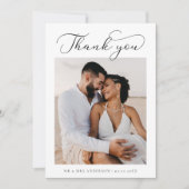 Minimal Script Photo Wedding Dank u kaart (Voorkant)