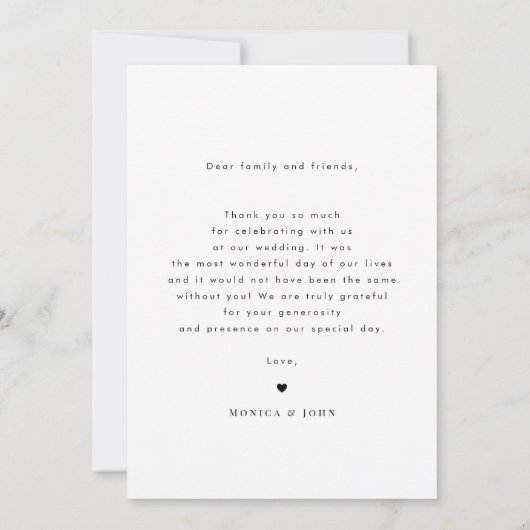 Minimal Script Photo Wedding Dank u kaart (Achterkant)