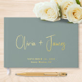 Minimal Script Sage Green Wedding Gastenboek