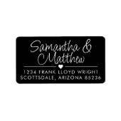 Minimal Script Schattige hart bruiloft retour adre Etiket (Voorkant)