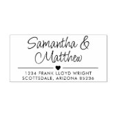 Minimal Script Schattige hart bruiloft retour adre Zelfinktende Stempel (Design)