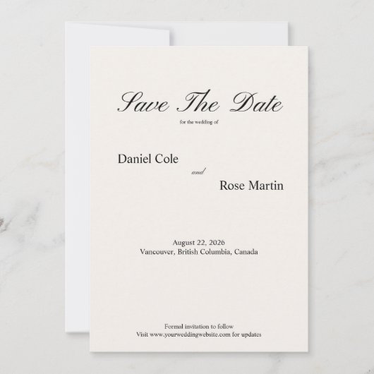 Minimal Script Soft Simple Wedding Save The Date (Voorkant)
