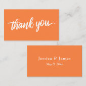 Minimal Script Typography Sinaasappel Peel Dank u Informatiekaartje (Voorkant / Achterkant)