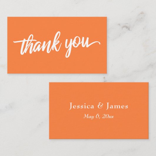 Minimal Script Typography Sinaasappel Peel Dank u Informatiekaartje (Voorkant / Achterkant)