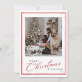 Minimal Script Vintage Merry Christmas Photo Feestdagenkaart (Voorkant)