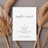 Minimal Script Wedding Invitation with Heart  Kaart