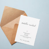 Minimal Script Wedding Invitation with Heart  Kaart