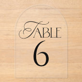 Minimal Script Wedding Table Number Acryl Uitnodigingen (Voorkant)