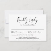 Minimal Script Zwart Wit Wedding RSVP Kaart (Voorkant)