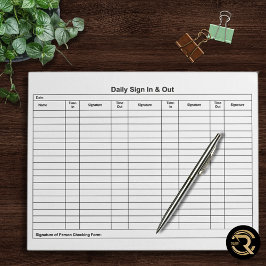 Minimal Sign In Sign Out Notepad Notitieblok