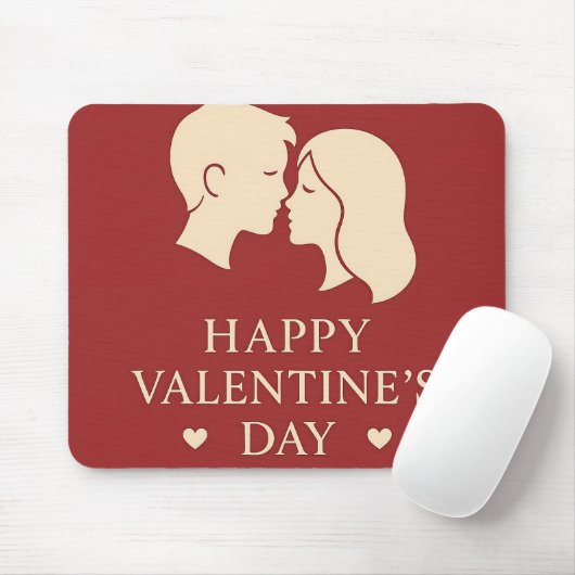 Minimal Silhouette Romantic Valentines Office Muismat (Met muis)
