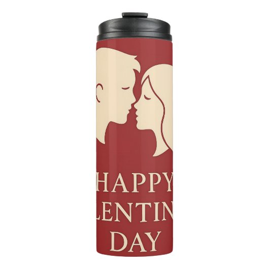 Minimal Silhouette Romantic Valentines Travel Thermosbeker (Voorkant)