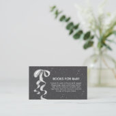 Minimal Silver Bow Winter Snow Books Baby Shower  Informatiekaartje (Staand voorkant)