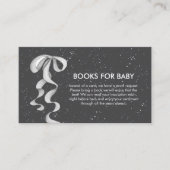 Minimal Silver Bow Winter Snow Books Baby Shower  Informatiekaartje (Voorkant)