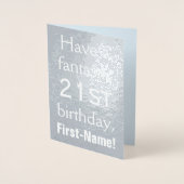 Minimal Silver Foil 21st Birthday Wenskaart Folie Kaarten (Voorkant)