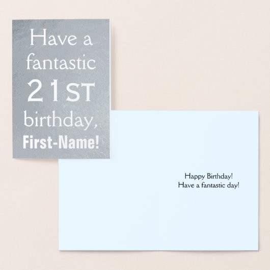 Minimal Silver Foil 21st Birthday Wenskaart Folie Kaarten (Display)