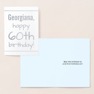 Minimal Silver Foil 60th Birthday Wenskaart Folie Kaarten