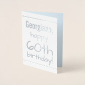 Minimal Silver Foil 60th Birthday Wenskaart Folie Kaarten (Voorkant)