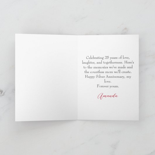 Minimal Silver Lijst Man 25e Jubileum Kaart (Binnen)