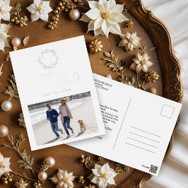 Minimal Silver Snowflakes Joy To The World Family Folie Feestdagen Briefkaart