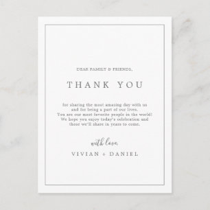 Minimal Silver Typography Thank You Reception Card Briefkaart