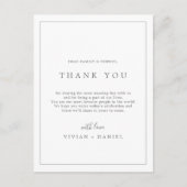 Minimal Silver Typography Thank You Reception Card Briefkaart (Voorkant)