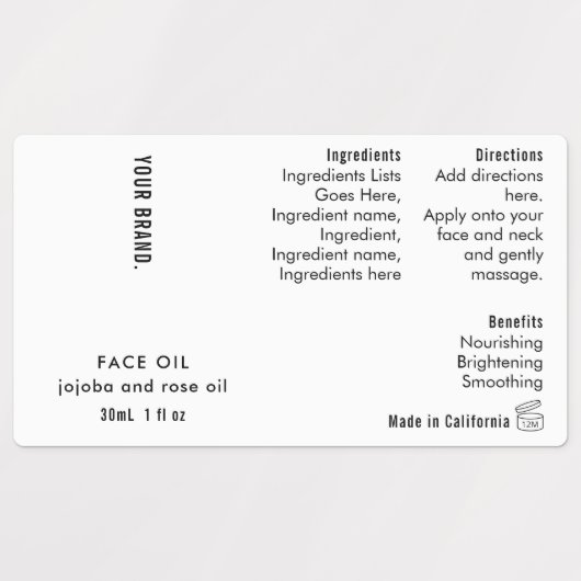 Minimal Simple 1oz 30ml Dropper Bottle Waterproof Labels (Design 1)