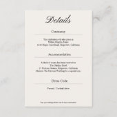 Minimal Simple Black and White Wedding Details Informatiekaartje (Voorkant)