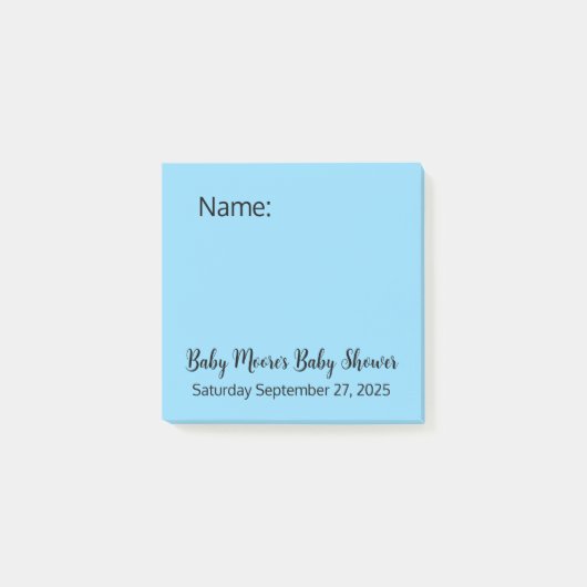 Minimal Simple Blue Fun Vervaldatum Baby shower Sp Post-it® Notes (Voorkant)