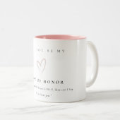Minimal Simple Blush Heart Maid of Honor Gift Tweekleurige Koffiemok (Voorkant rechts)