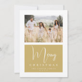 Minimal Simple Exquisite Fake Golden Photo Feestdagenkaart (Voorkant)